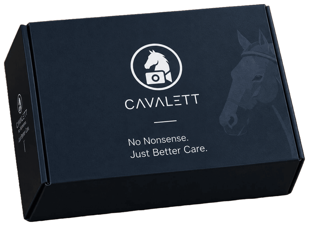 De Cavalett-doos waarin de Equisense Stable-unit wordt geleverd